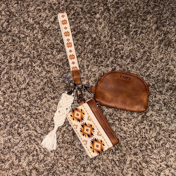 Cluci Accessories - Brown and Cream Key & Card Holder Set